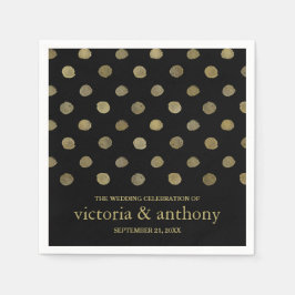 Modern Black & Gold Polka Dots Wedding Servetten