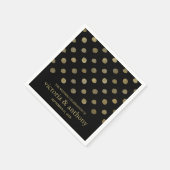 Modern Black & Gold Polka Dots Wedding Servetten (Hoek)