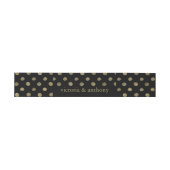 Modern Black & Gold Polka Dots Wedding Uitnodigingen Wikkel (Vlak)