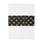 Modern Black & Gold Polka Dots Wedding Uitnodigingen Wikkel (Achterkant Voorbeeld)