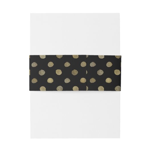 Modern Black & Gold Polka Dots Wedding Uitnodigingen Wikkel (Achterkant Voorbeeld)