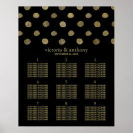 Modern Black & Gold Polka-weddenschappen Poster