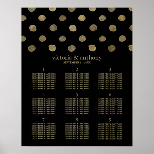 Modern Black & Gold Polka-weddenschappen Poster (Voorkant)
