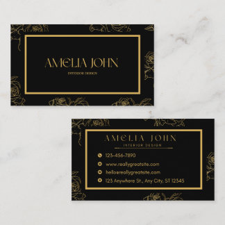 Modern Black Gold Professional Business Card Visitekaartje