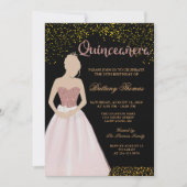 Modern Black & Gold Quinceanera 15e verjaardag Kaart (Voorkant)