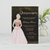 Modern Black & Gold Quinceanera 15e verjaardag Kaart (Staand voorkant)