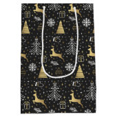 Modern Black Gold Reindekerst Medium Cadeauzakje (Achterkant)