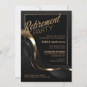 Modern Black Gold Retirement Party Kaart (Voorkant)