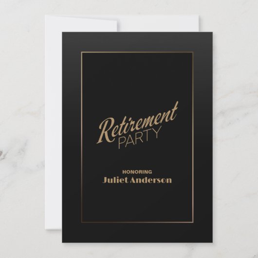 Modern Black Gold Retirement Party Kaart (Achterkant)