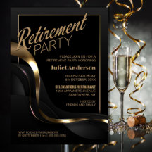 Modern Black Gold Retirement Party