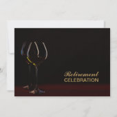 Modern Black Gold Retirement Party Wine Glass Kaart (Achterkant)