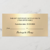 Modern Black & Gold Salon Spa Cadeaubonnen (Achterkant)