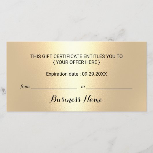 Modern Black & Gold Salon Spa Cadeaubonnen (Achterkant)