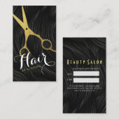 Modern Black Gold Scissors Hair Salon Haarstylist Afsprakenkaartje (Voorkant / Achterkant)