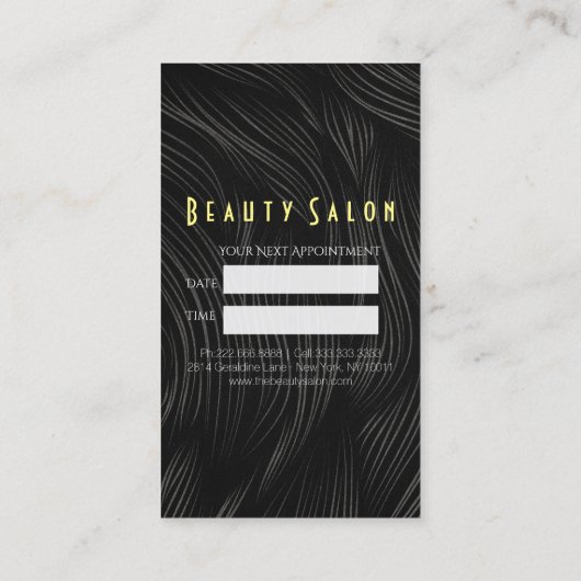 Modern Black Gold Scissors Hair Salon Haarstylist Afsprakenkaartje (Achterkant)