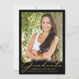 Modern Black Gold Script 5 Photo-Afstuderen Aankondiging