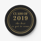 Modern Black Gold Script Afstuderen Class of 2019 Papieren Bordje (Voorkant)