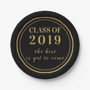 Modern Black Gold Script Afstuderen Class of 2019 Papieren Bordje