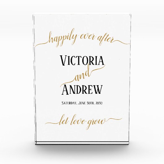 Modern Black Gold Script Minimal Wedding Fotoblokken (Voorkant)