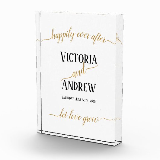 Modern Black Gold Script Minimal Wedding Fotoblokken (Rechts)