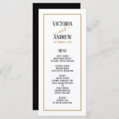 Modern Black Gold Script Minimal Wedding Menu (Voorkant / Achterkant)