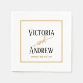 Modern Black Gold Script Minimal Wedding Servet (Voorkant)