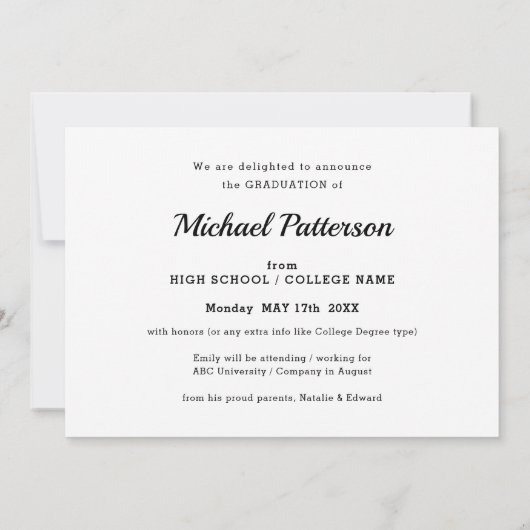 Modern Black Gold Script Photo Afstuderen Aankondiging (Achterkant)