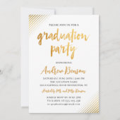 Modern Black & Gold Script Photo Graduparty Kaart (Achterkant)