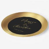 Modern Black Gold Script Shiny Wedding Papieren Bordje (Gekanteld)