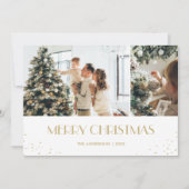 Modern Black Gold Snow Merry-kerstfoto Feestdagenkaart (Voorkant)