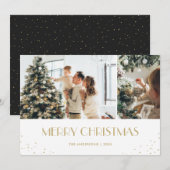 Modern Black Gold Snow Merry-kerstfoto Feestdagenkaart (Voorkant / Achterkant)