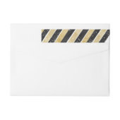 Modern Black & Gold Snowflake Stripe Address Label (Achterkant)