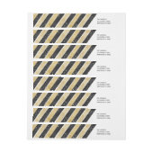 Modern Black & Gold Snowflake Stripe Address Label (Vel)