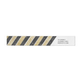 Modern Black & Gold Snowflake Stripe Address Label (Individueel)