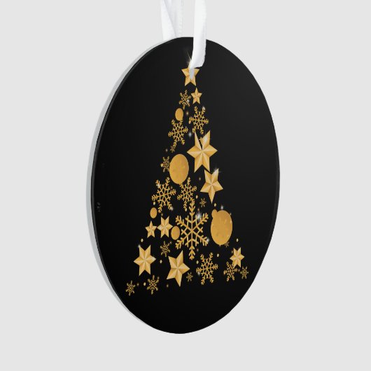 Modern Black Gold Snowflakes kerstboom Ornament (voorkant)