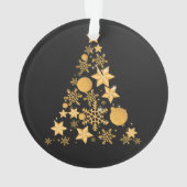 Modern Black Gold Snowflakes kerstboom Ornament (achterkant)