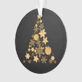 Modern Black Gold Snowflakes kerstboom Ornament (voorkant)