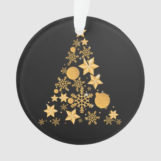 Modern Black Gold Snowflakes kerstboom Ornament (voorkant)