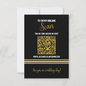Modern Black Gold Sporty Wedding RSVP Kaartje (Achterkant)