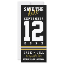 Modern Black Gold Sporty Wedding Save the Date