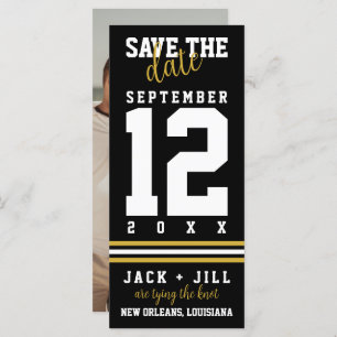 Modern Black Gold Sporty Wedding Save the Date