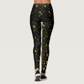 Modern Black Gold Stars Pattern Abstract Yoga Leggings (Achterkant)
