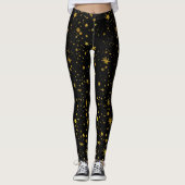 Modern Black Gold Stars Pattern Abstract Yoga Leggings (Voorkant)