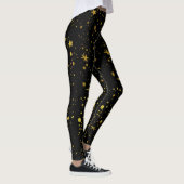 Modern Black Gold Stars Pattern Abstract Yoga Leggings (Rechts)