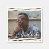 Modern Black & Gold Stripes Afstuderen Napkins Servet (Voorkant)