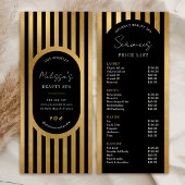 Modern Black & Gold Stripes Salon Price List Menu