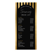Modern Black & Gold Stripes Salon Price List Menu (Voorkant)