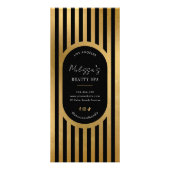 Modern Black & Gold Stripes Salon Price List Menu (Achterkant)