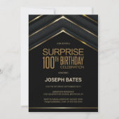 Modern Black Gold Surprise 100ste verjaardag Kaart (Voorkant)