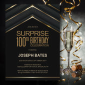 Modern Black Gold Surprise 100ste verjaardag Kaart